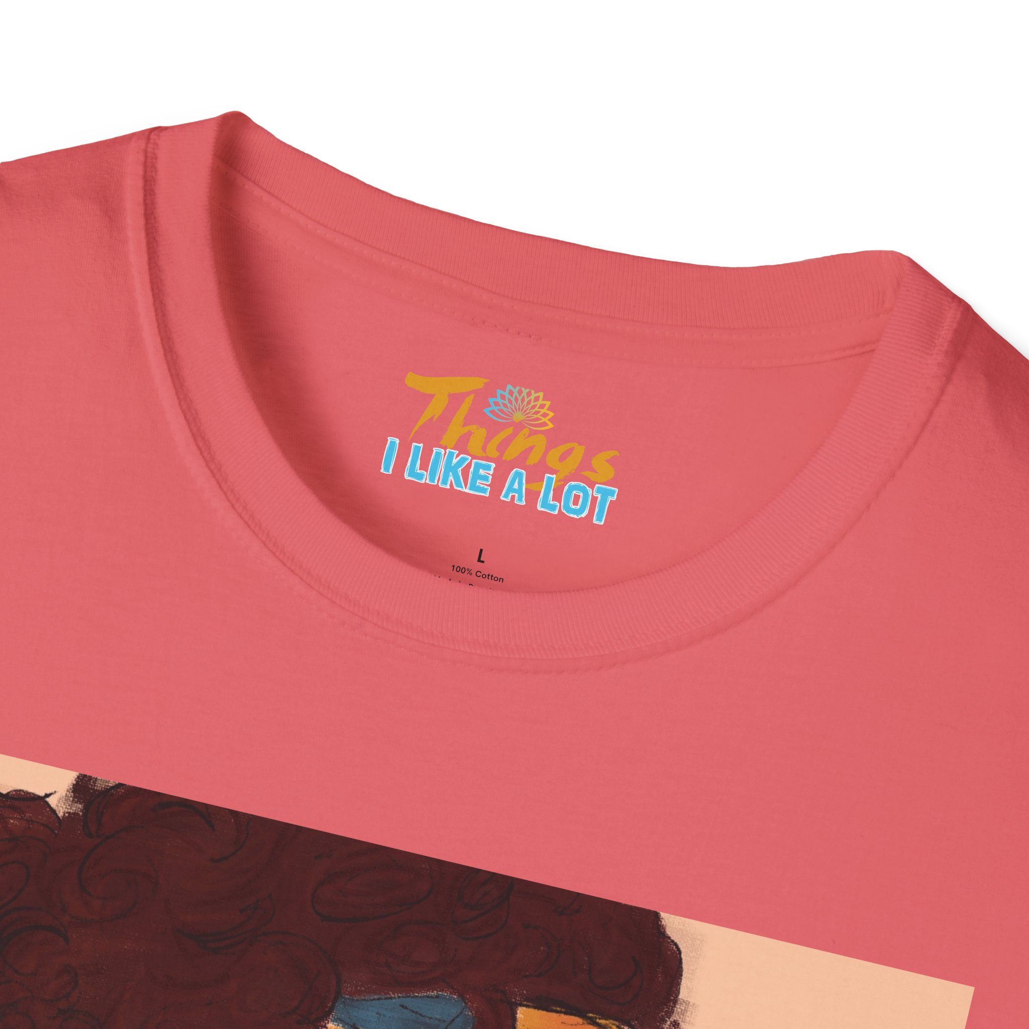 Deep In Thought" Artistic Portrait Unisex Softstyle T-Shirt, Vintage Graphic Tee, Afrocentric Apparel, Perfect Gift, Casual Wear, Summer Vibes - Image 3