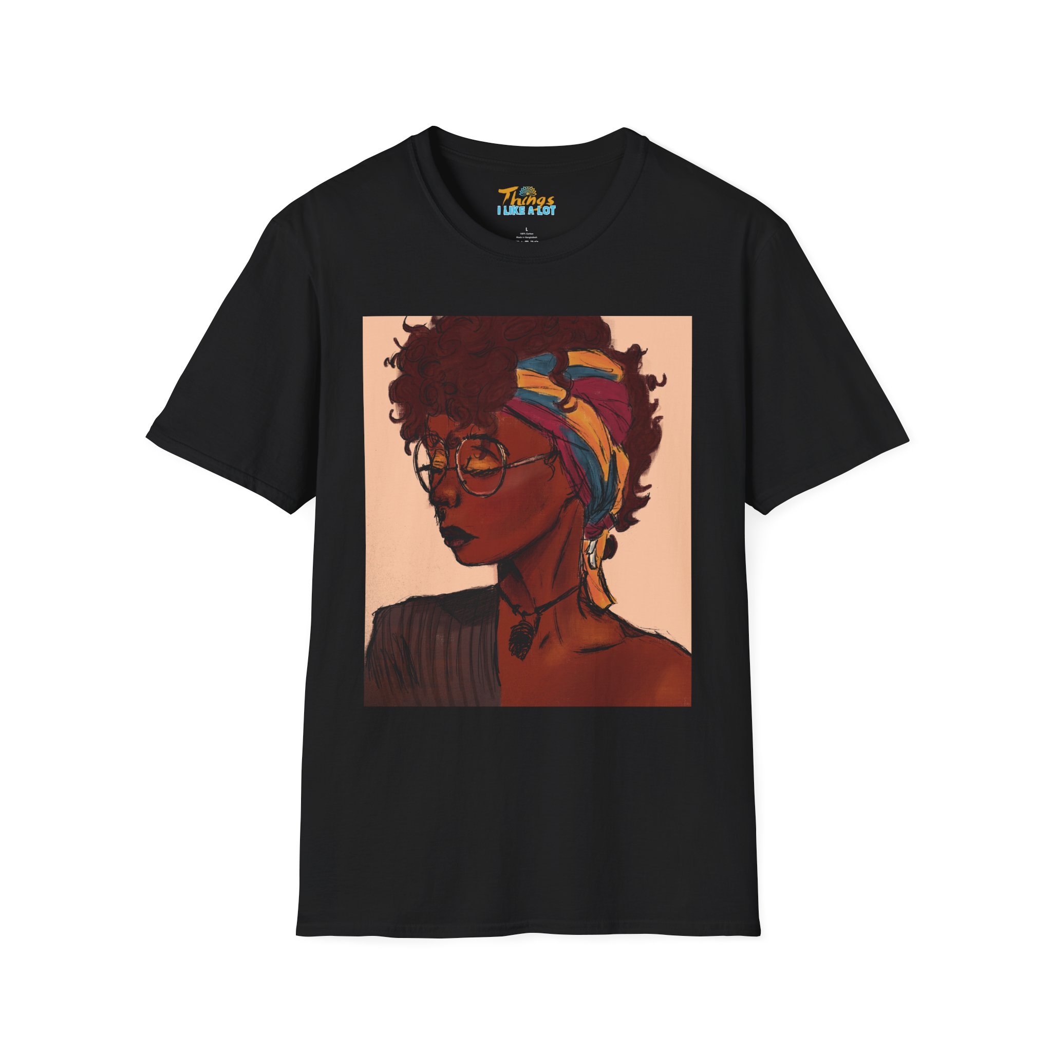 Deep In Thought" Artistic Portrait Unisex Softstyle T-Shirt, Vintage Graphic Tee, Afrocentric Apparel, Perfect Gift, Casual Wear, Summer Vibes - Image 6