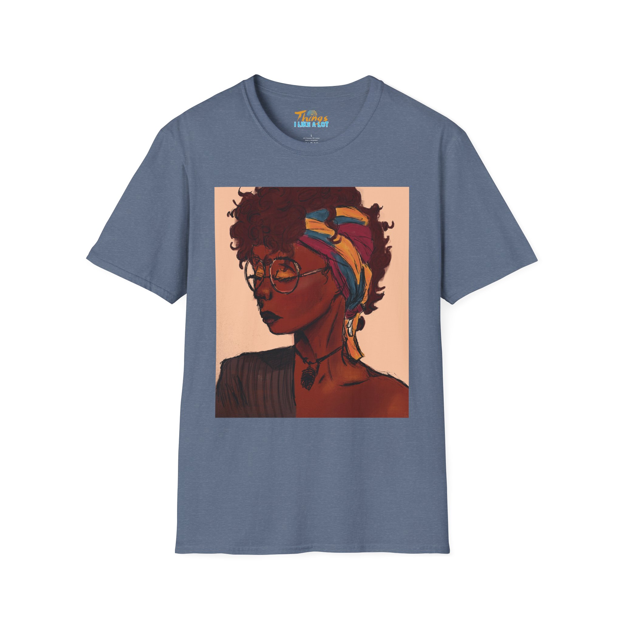 Deep In Thought" Artistic Portrait Unisex Softstyle T-Shirt, Vintage Graphic Tee, Afrocentric Apparel, Perfect Gift, Casual Wear, Summer Vibes - Image 10
