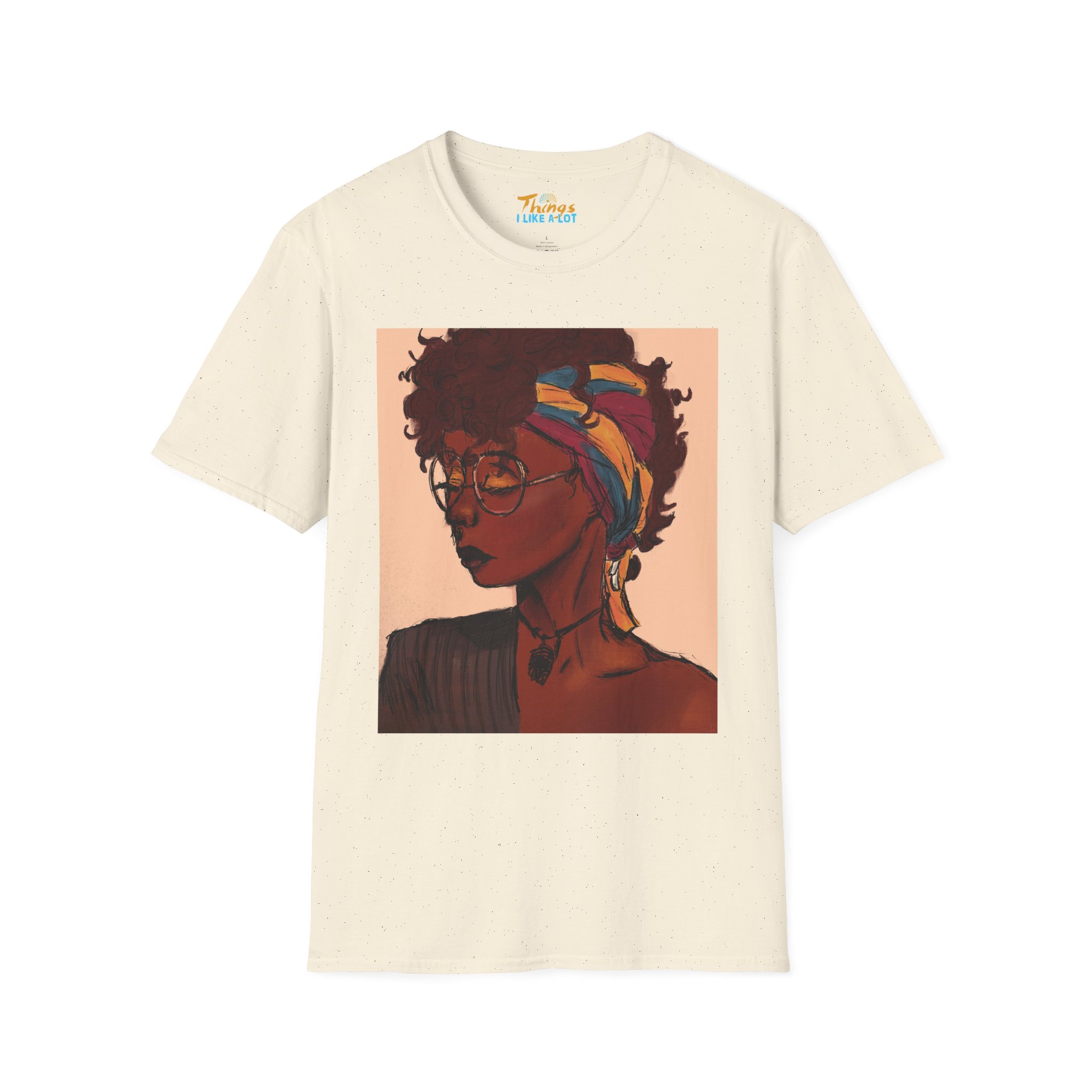 Deep In Thought" Artistic Portrait Unisex Softstyle T-Shirt, Vintage Graphic Tee, Afrocentric Apparel, Perfect Gift, Casual Wear, Summer Vibes - Image 8