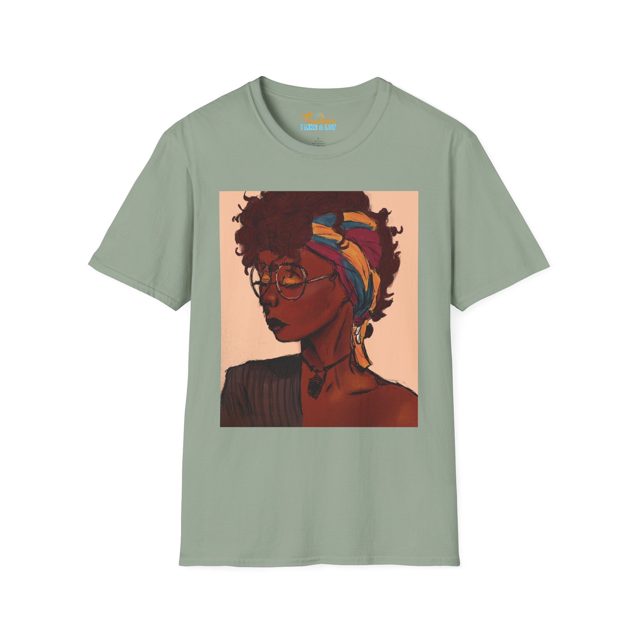 Deep In Thought" Artistic Portrait Unisex Softstyle T-Shirt, Vintage Graphic Tee, Afrocentric Apparel, Perfect Gift, Casual Wear, Summer Vibes - Image 9