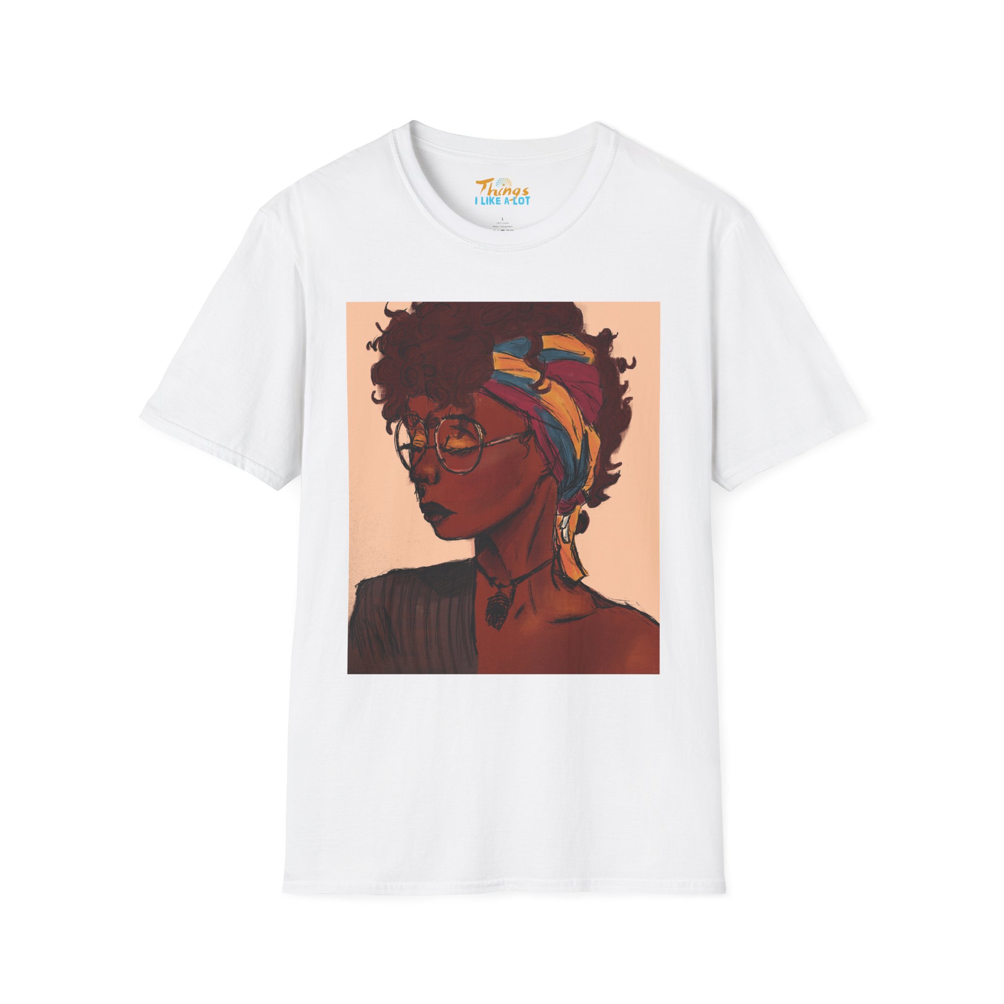 Deep In Thought" Artistic Portrait Unisex Softstyle T-Shirt, Vintage Graphic Tee, Afrocentric Apparel, Perfect Gift, Casual Wear, Summer Vibes - Image 5